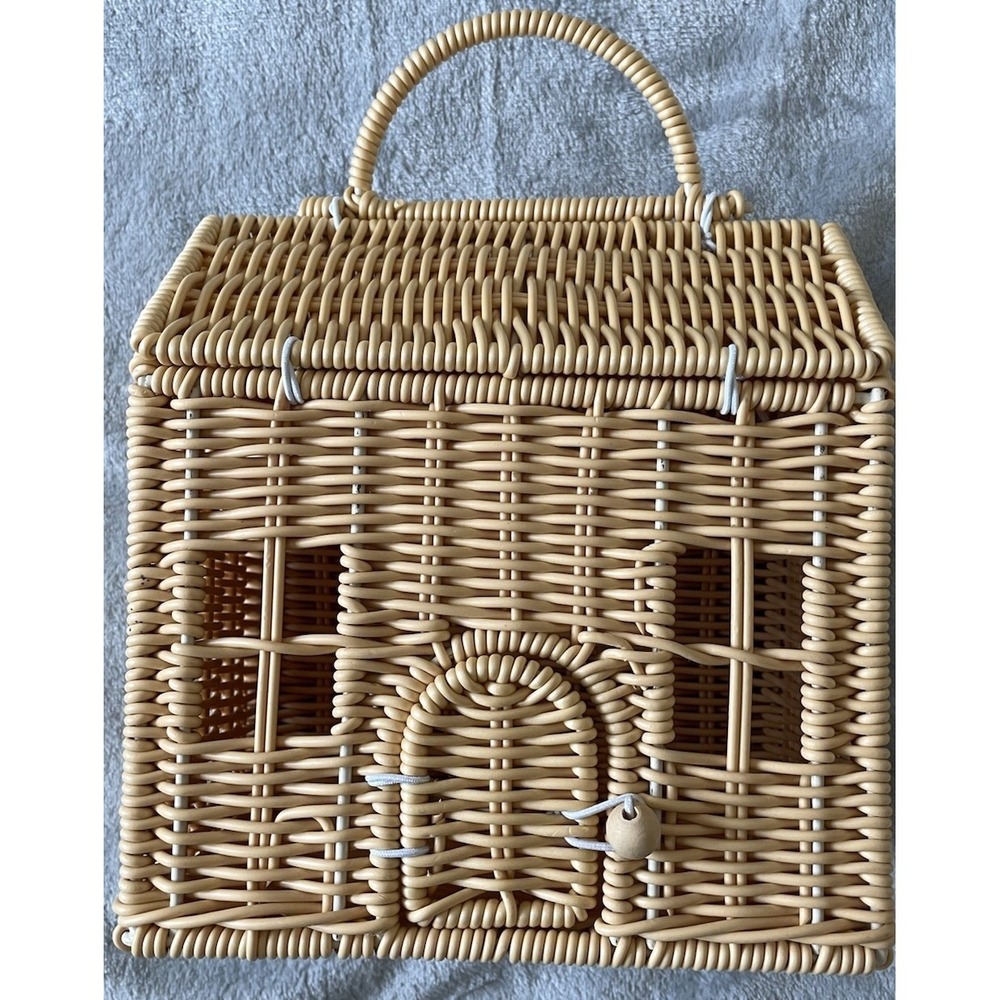 Vintage Style Woven House Basket Cottagecore  Fairycore Purse Photography Prop
